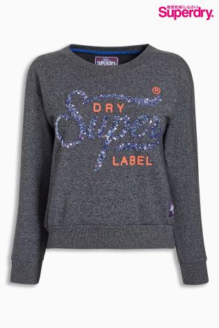 Superdry Grey Sequin Crew